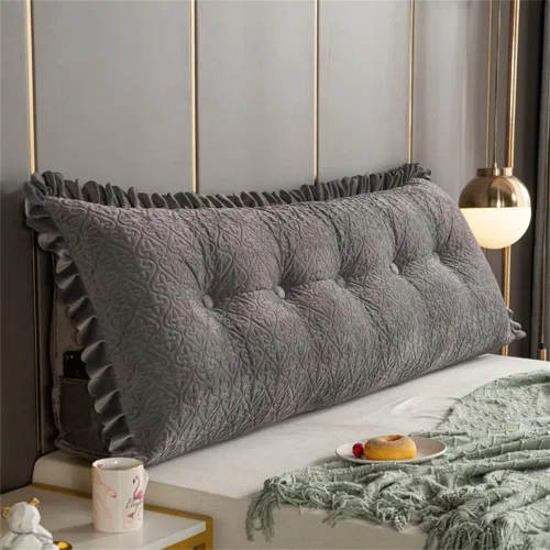 Vista 9 de Almohada triangular suave para cama de lectura, sofá cama, respaldo de apoyo, soporte de posicionamiento de cuña, almohada extraíble para cama Beige