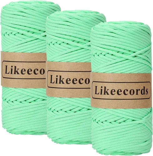 Vista 15 de Likeecords Cordón de macramé trenzado de poliéster de 0.157 in, 140 yardas, 426 pies, hilo elástico para bolsa de ganchillo para manualidades