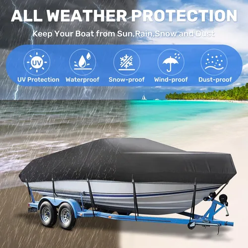Vista 6 de Mancro - Funda para barco de 16 pies a 18.5 pies, fundas resistentes para lanchas de lubina, V-Hull, Tri-Hull, Runabout, lanchas de pesca, funda