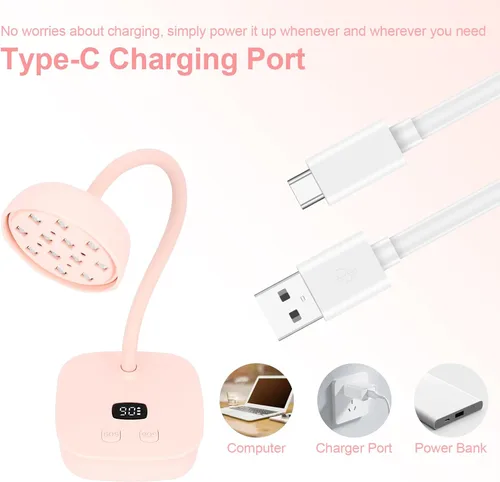 Vista 8 de Lámpara de uñas LED UV, lámpara de uñas de curación flash con sensor automático y 2 temporizadores, luz UV de cuello de cisne para gel de extensión