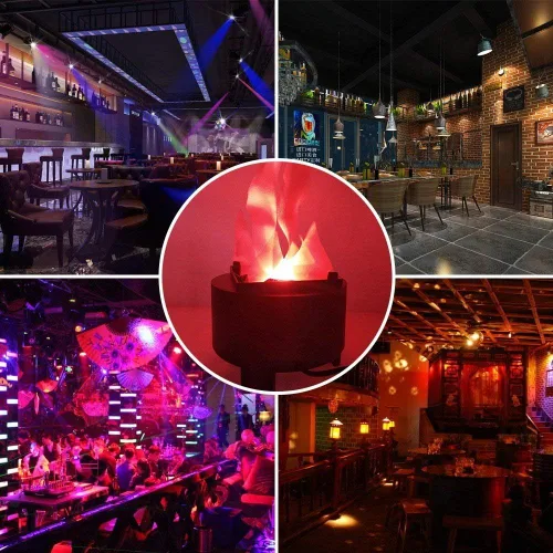 Vista 4 de Luz de llama LED electrónica, lámpara de llama falsa 3D de 110 V, lámpara de fuego falsa artificial, luz de efecto de escenario para Halloween