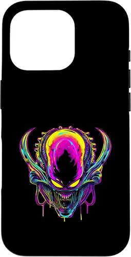 Vista 20 de iPhone 16 Retro Funny streetwear Synthwave 80s 90s spacezilla alien Case