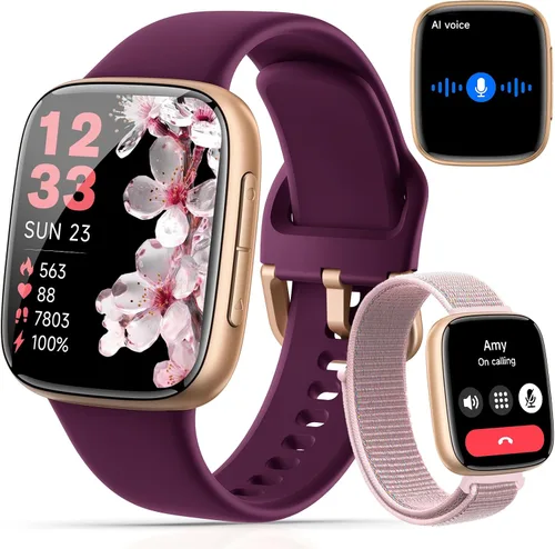 Vista 10 de Relojes inteligentes para mujeres y hombres, reloj inteligente AMOLED HD de 1.85 pulgadas para iPhone Android, resistente al agua 3ATM, llamadas