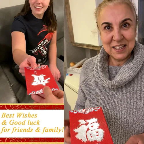 Vista 3 de Sobres rojos resistentes para Año Nuevo chino, sobres de dinero de la suerte, sobres de dinero de regalo, paquetes rojos Hong Bao para festival