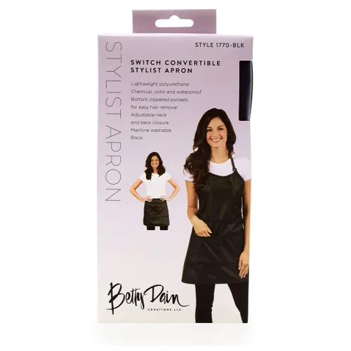 Vista 6 de Betty Dain Signature Switch - Delantal para estilista de peluquería y tecnología de uñas con bolsillos, delantal de cintura para cosmetología/falda