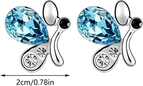 Vista 6 de Juego de joyas de mariposa para mujer aretes de mariposa para mujer collar con colgante para cumpleaños de mujer