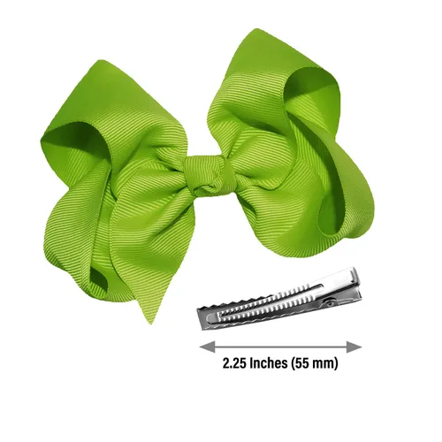 Vista 2 de WD2U - Clip de cocodrilo para el pelo de grogrén para niñas, 4 pulgadas (verde manzana)