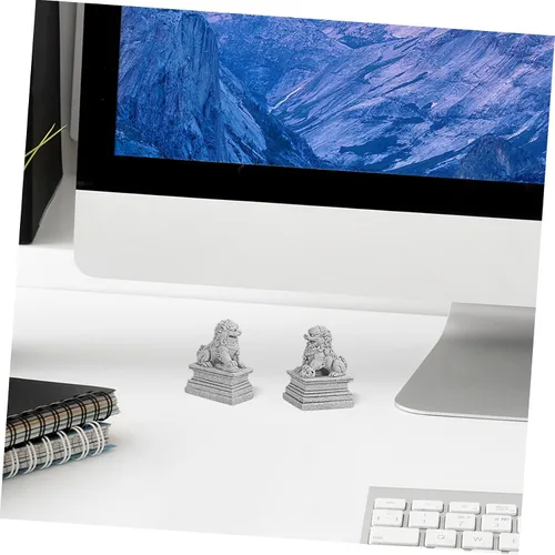 Vista 3 de DOITOOL 2 estatuas de perro Foo, leones guardianes, estatuas de piedra Feng Shui, estatuas de león de estilo chino, figuras coleccionables