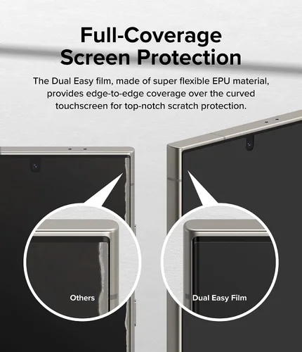 Vista 3 de Ringke Película doble fácil [protección de 4 capas] compatible con Samsung Galaxy S24 Ultra Protector de pantalla 5G, revestimiento de reparación