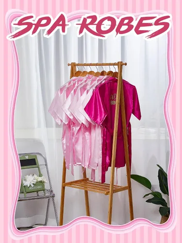 Vista 7 de 7 batas de cumpleaños para escuadrón de cumpleaños, batas de princesa, batas de fiesta con flores, bata de seda satinada para niñas, suministros