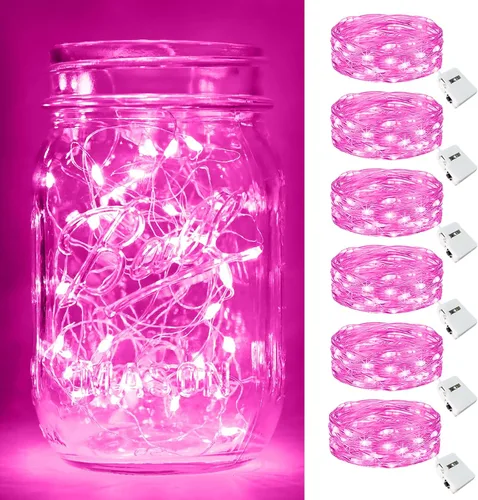 Vista 22 de btfarm - Paquete de 6 luces de hadas con pilas, luces parpadeantes con 3 modos