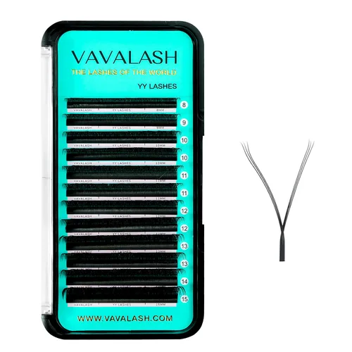 Vista 19 de VAVALASH Extensiones de pestañas en Y, rizo C, 0.002 in, 0.315-0.591 in, bandeja mixta, volumen 4D, extensiones de pestañas tipo YY, extensiones