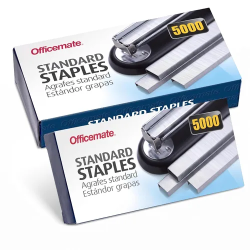 Vista 8 de Officemate Grapas estándar: puntas de cincel, 5 cajas de 5,000 grapas, longitud de pierna de 1/4 de pulgada, compatibilidad universal, suministros