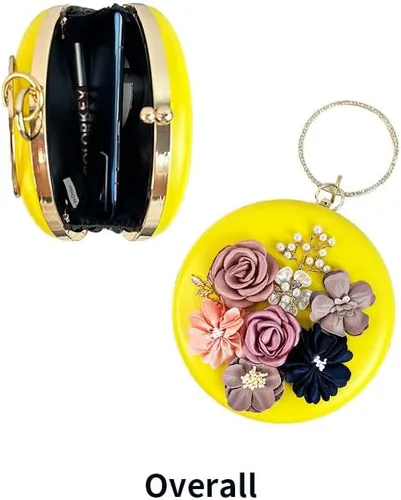 Vista 8 de Bolso de mano para mujer 3D rosa nude floral bolso de mano Hecho a mano con perla Boda nupcial diurna fiesta de noche