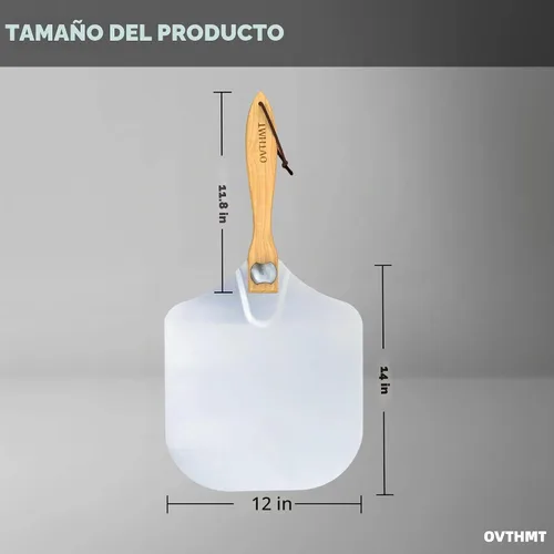 Vista 7 de Pala de Pizza de 12 Pulgadas, Pala de Pizza de Aluminio de 12 x 14 Pulgadas con Mango de Madera Plegable, Pala Giratoria para Pizza, Espátula