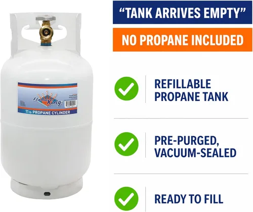 Vista 2 de Flame King Cilindro de tanque de propano de acero de 10 libras con válvula de dispositivo de protección contra desbordamiento tipo 1, ideal