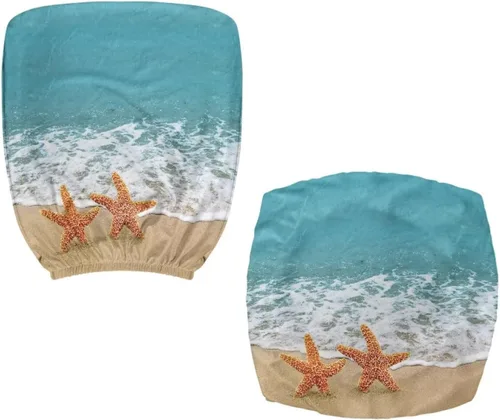 Vista 3 de Talayituse - Funda para silla de oficina o computadora con estampado de estrellas de playa, funda de asiento dividida elástica, extraíble y lavable