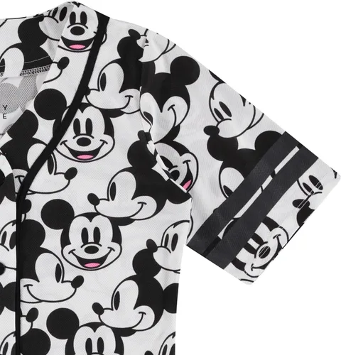 Vista 10 de Disney Camiseta de béisbol de Mickey Mouse con botones para mujer, diseño de Mickey y Minnie Mouse