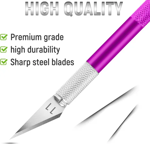 Vista 4 de Jetmore Juego de 10 cuchillos Exacto, cuchillo de precisión para manualidades, cuchillo de hobby, cuchillo de arte con cuchillas afiladas