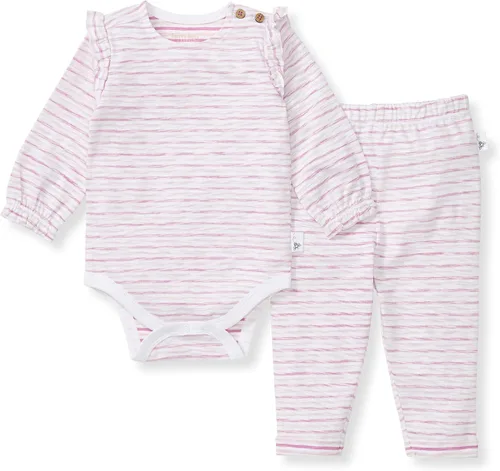 Vista 13 de Burt's Bees Baby Conjunto de mameluco y pantalón unisex, 100% algodón orgánico Azul Micro Bee