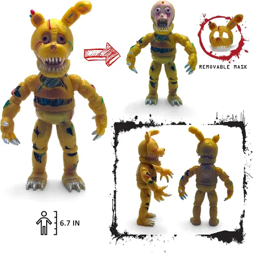 Vista 5 de Toysvill Inspired by Five Nights at Freddy Game Figuras de acción de colección de juguetes (FNAF) de juguete, juego de 6 piezas, altura de 6