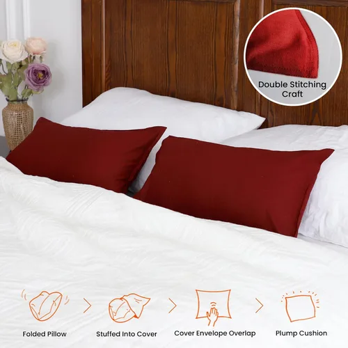 Vista 4 de Simple&Opulence - Fundas de almohada lumbar de lino 12x20 pulgadas, juego de 2, mezcla de lino y algodón, rectangulares, decorativas, para sofá