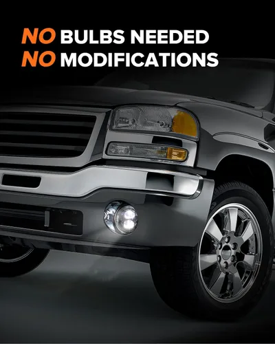 Vista 2 de Nueva versión de luces antiniebla LED ensambladas Compatibles con modelos GMC Sierra 1500/2500/3500 2003-2006 y 2007 Sierra Classic; lámparas