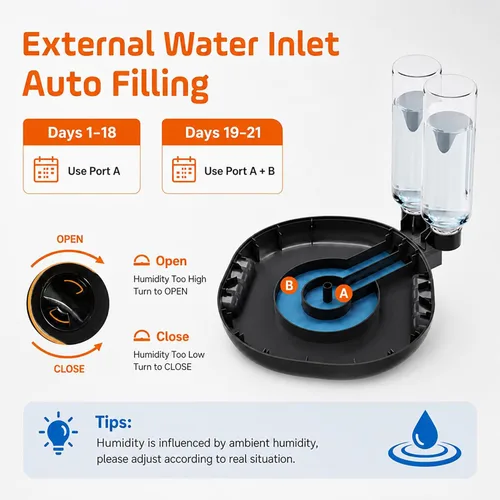 Vista 4 de Incubadoras para incubar huevos con giro automático de huevos y pantalla de humedad, control de temperatura, llenado automático de agua, vela