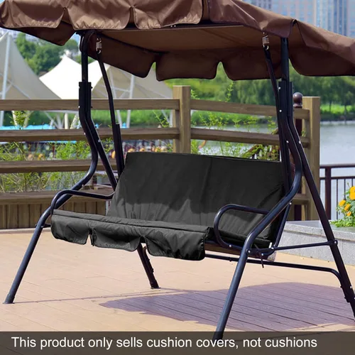 Vista 6 de Duokon Fundas de columpio para patio al aire libre, cubierta de hamaca de 3 plazas triples, protector a prueba de viento para muebles de patio Negro