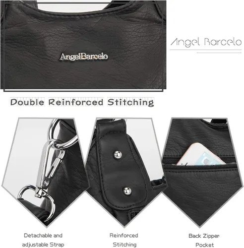 Vista 4 de Angel Barcelo Bolsos de cuero sintético para mujer, bolso de hombro, a la moda, bolsas para niñas