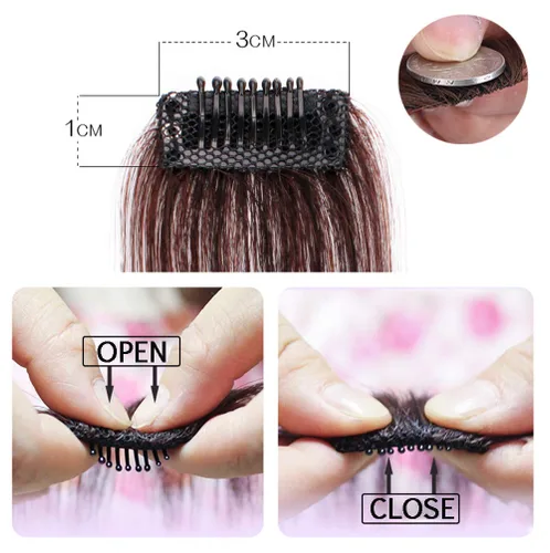 Vista 3 de Extensión de cabello humano con clip para mujer, fácil de usar, 1 pieza de 10 pulgadas, color negro y marrón
