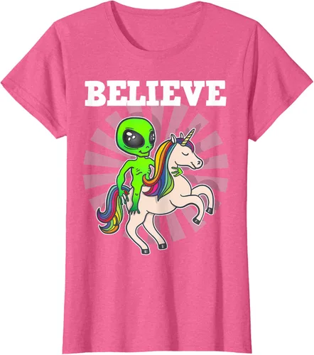 Vista 70 de Believe Space Alien Riding Unicorn - Camiseta de regalo divertida, Negro, S