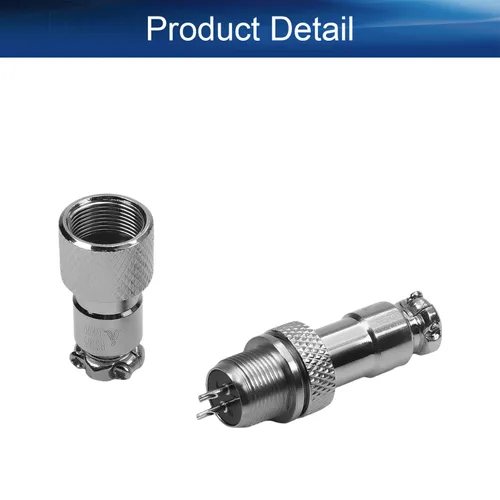 Vista 3 de Heyiarbeit Plata Negro GX12-2 15A 2P Aviación Conector Hembra/Macho Panel de Alambre de Alimentación Chasis Accesorios Conector de Metal Aviación 1