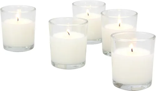 Vista 13 de Stonebriar Velas votivas: 12 horas de tiempo de combustión, velas rellenas de cera de larga duración sin perfume en vidrio transparente para Blanco