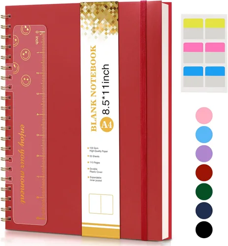 Vista 9 de Cuaderno de espiral de 8.5 x 11 pulgadas, cuadernos grandes A4 para mujeres y hombres, diario rayado universitario, papel de 3.53 oz/m², diarios