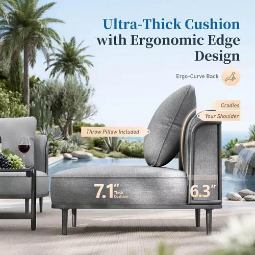 Vista 3 de SUNSHINE VALLEY Juego de muebles de metal para patio, muebles modulares de exterior, 6 sofás individuales, 1 sofá de gran tamaño, juego de mesa
