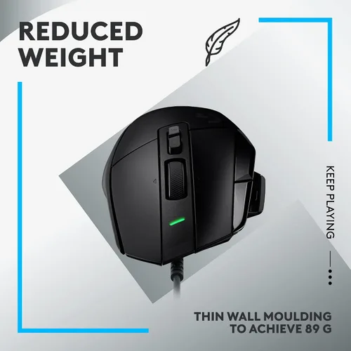 Vista 6 de Logitech G Mouse para juegos con cable 502 X LIGHTFORCE - Interruptores primarios óptico-mecánicos híbridos, sensor de juego HERO 25K, compatible