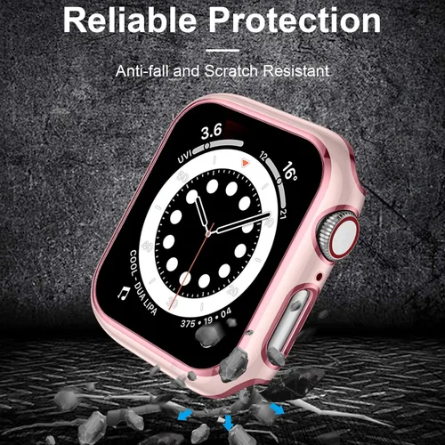 Vista 5 de Charlam Compatible con estuche Apple Watch de 44mm 42mm 40mm 38mm con protector de pantalla para mujeres y hombres, cubierta protectora