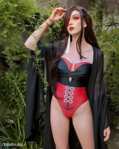 Vista 3 de Nuoqi Beidou Cosplay Genshin Swimsuit Beidou Swimsuit One Piece Bathing Suit for Women Girls Anime Swimsuit