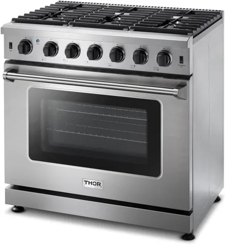 Vista 2 de THOR Kitchen Cocina de Gas Profesional Independiente de 36 pulgadas en Acero Inoxidable - Modelo LRG3601U