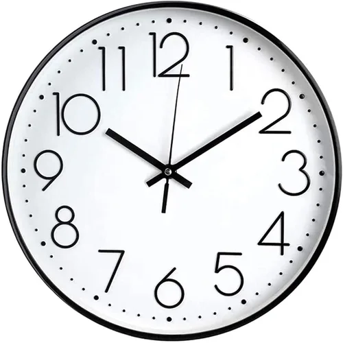 Vista 5 de JUSTUP Reloj de pared silencioso de 12 pulgadas, funciona con pilas, con marco de ABS, cubierta de vidrio HD para niños, sala de estar, dormitorio
