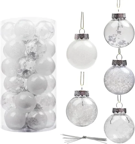 Vista 13 de Juego de 30 adornos de bolas de Navidad, bolas de adornos de Navidad inastillables, decoración de árbol de Navidad, bolas de árbol de Navidad rojas