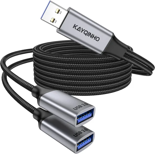 Vista 11 de Divisor USB 3.0 de 1 en 2 salidas, cable USB divisor Y, cable USB macho a 2 hembras para PC, tableta, portátil, MacBook, teclado, PS4, PS5, mouse