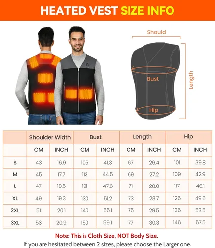 Vista 6 de DOACE Heated Vest for Men & Women, Smart heated Jacket, Battery Not Included