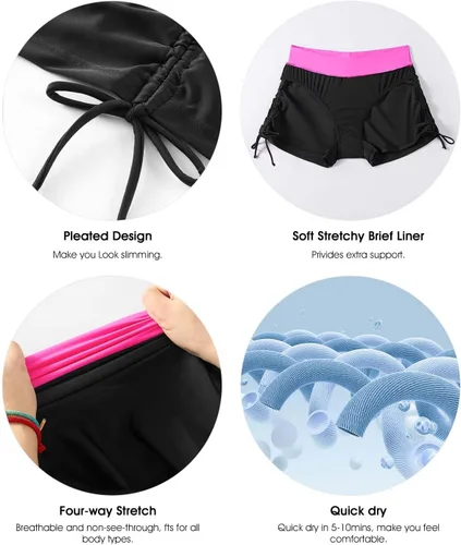 Vista 5 de Traje de baño para mujer, cintura alta, parte inferior de bikini con control de abdomen, trajes de baño con forro