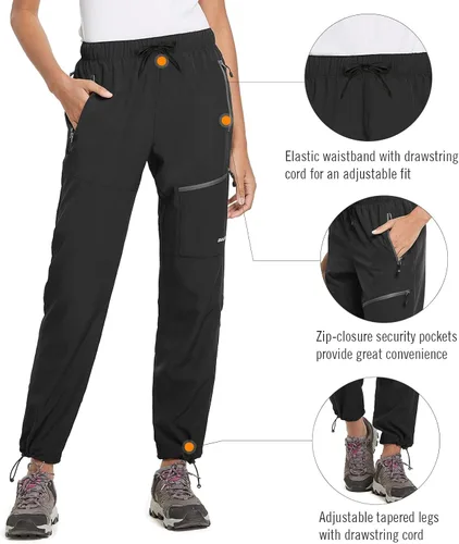 Vista 3 de BALEAF - Pantalones de senderismo para mujer, de secado rápido, ligeros, informales, para verano
