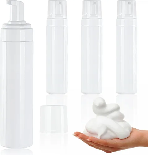 Vista 9 de Botella de espuma vacía transparente de 5.1 onzas líquidas, botella de espuma de viaje para jabón, champú, botella dispensadora de espuma