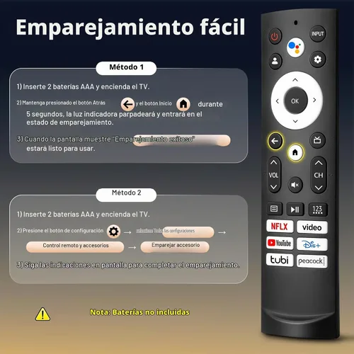 Vista 6 de Control remoto de reemplazo de voz para Hisense Smart Google TV for Hisense Google TV (A6H, U8K, etc.) with one-touch NFLX/YouTube/Dis+/Tubi