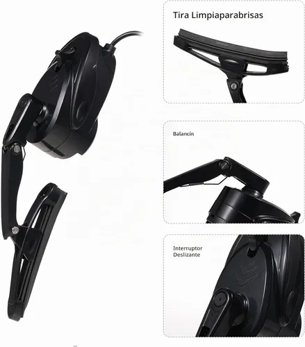 Vista 3 de Shkalacar Limpiaparabrisas para casco de motocicleta, 2 W, impermeable, USB, para casco de motocicleta, mini limpiaparabrisas eléctrico