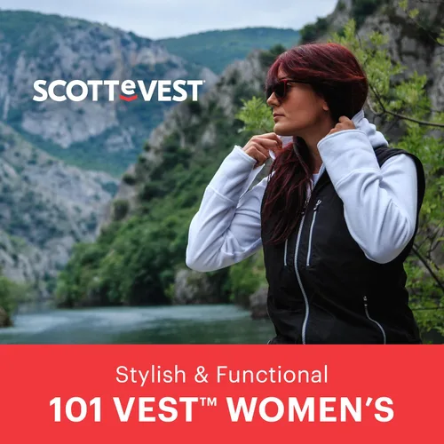 Vista 4 de SCOTTeVEST 101 chaleco de viaje para mujer 9 bolsillos ocultos Anti-Pickpocket
